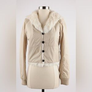 Prada Women's Cream Goat Fur Collar Jacket